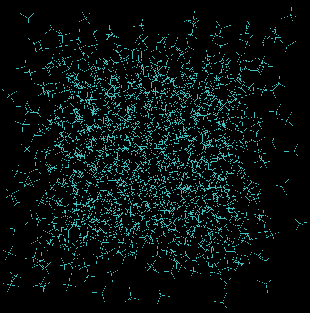 1000 Carbon tetrachloride.<br>Rectangular box; 1000 molecules.<br><br>Click to toggle size.